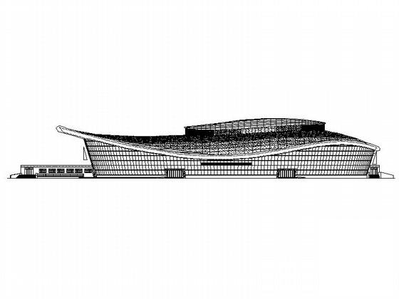 单层网架结构乙级室内田径馆建筑施工CAD图纸 - 1