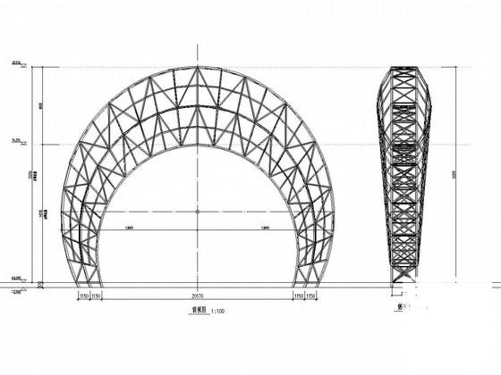 管桁架钢结构结构月亮造型小品结构CAD施工图纸 - 2