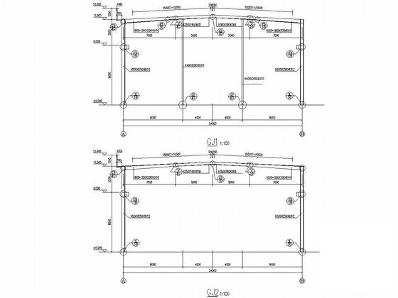 24米跨3层门式刚架结构厂房结构CAD施工图纸（建筑图纸） - 5