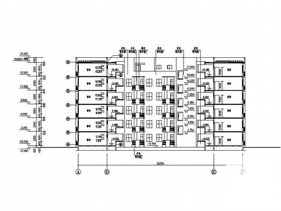 国内师范大学实验学校6层学生公寓楼建筑施工CAD图纸 - 2