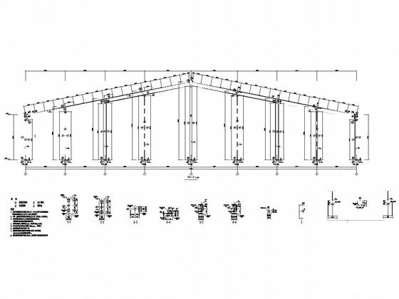 单层三跨门式刚架结构厂房与库房结构CAD施工图纸(平面布置图) - 5