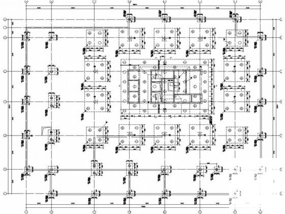28层框架核心筒商业办公楼结构CAD施工图纸（90米）(平面布置图) - 1
