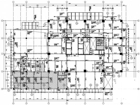 28层框架核心筒商业办公楼结构CAD施工图纸（90米）(平面布置图) - 2