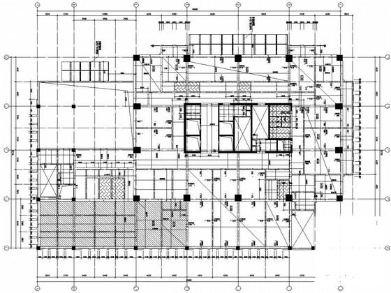 28层框架核心筒商业办公楼结构CAD施工图纸（90米）(平面布置图) - 3