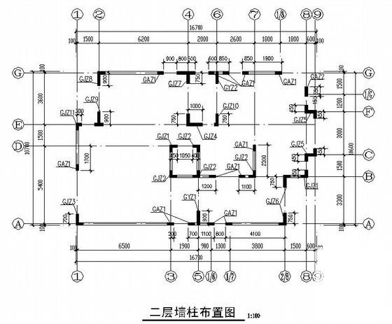 剪力墙结构私人自建别墅结构CAD施工图纸（3层坡屋顶条形基础）(平面布置图) - 2