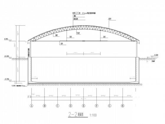 7度抗震钢结构罩棚水池结构CAD施工图纸(建施)(建筑设计说明) - 1