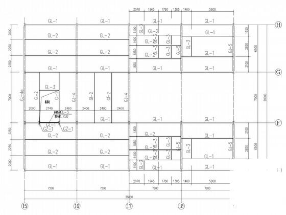72米跨局部3层门式刚架结构CAD施工图纸(高低跨、钢承板)(平面布置图) - 3