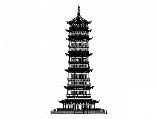 11层寺庙万佛塔建筑扩初图纸(仿古建筑) - 1