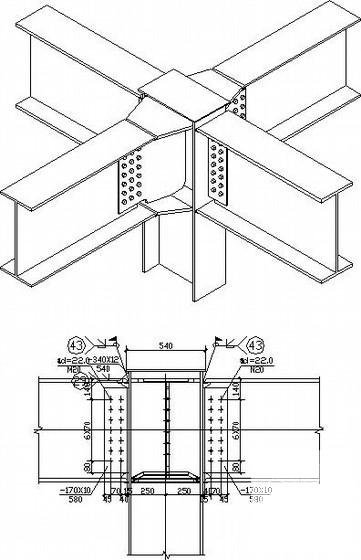 型钢混凝土车间及办公楼结构CAD施工图纸（独立基础）(平面布置图) - 4