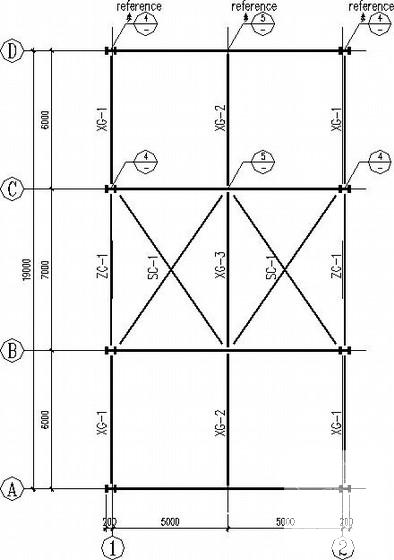 10米跨门式刚架厂房结构CAD施工图纸（独立基础）(平面布置图) - 1