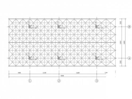 高速公路收费站矩形网架结构CAD施工图纸 - 2
