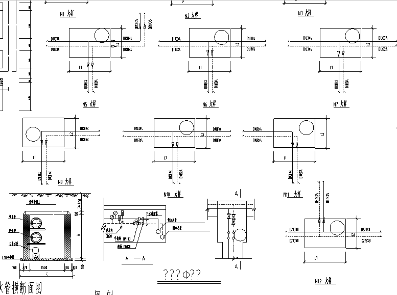 小区室外给排水管网CAD施工图纸设计（阀门井大样） - 5