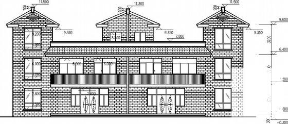 2层坡屋面连体别墅CAD施工图纸(建筑图纸) - 1