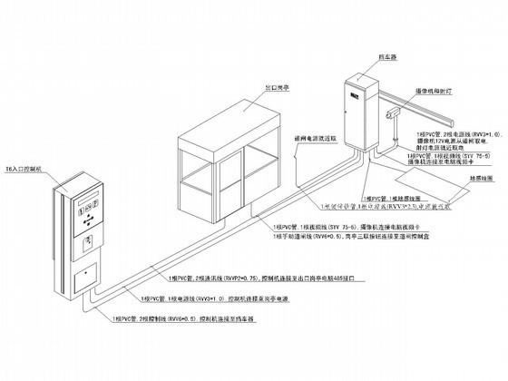 大型停车场翼闸门禁安装管线电气CAD图纸 - 2