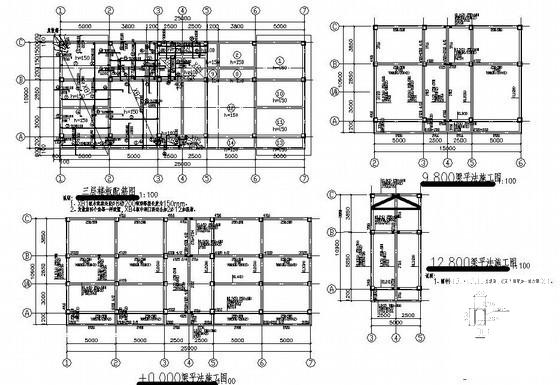 4层独立基础框架别墅结构设计CAD施工图纸 - 2