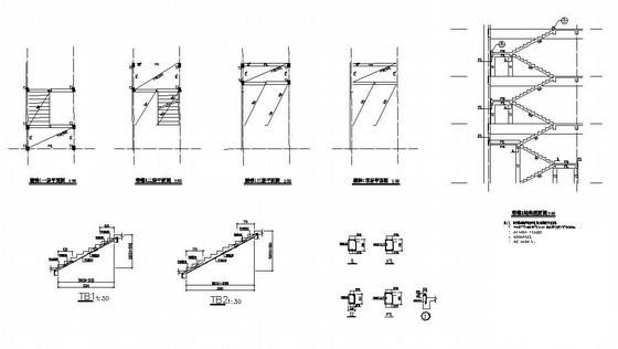 3层框架结构独立基础商业楼结构设计CAD施工图纸(平面布置图) - 2