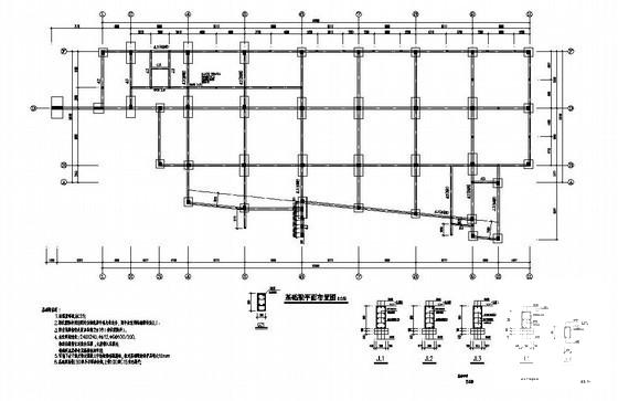 永嘉县3层框架结构学校艺术楼结构设计CAD施工图纸（桩基础）(平面布置图) - 1