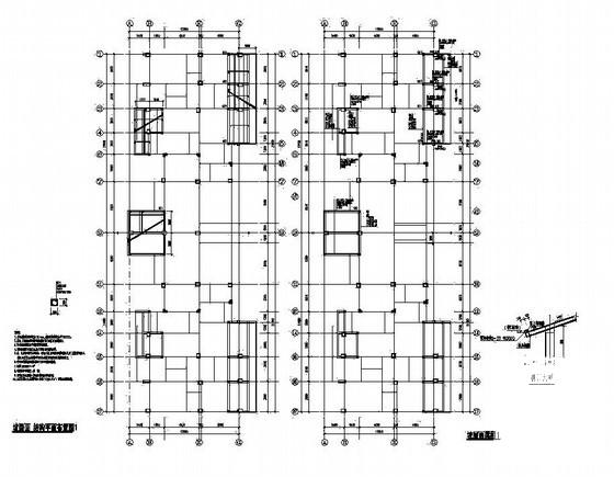 都江堰上6层地下1层住宅楼结构设计CAD施工图纸（桩基础）(平面布置图) - 2