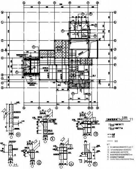 上3层框架住宅楼结构设计CAD图纸（桩基础）(平面布置图) - 2