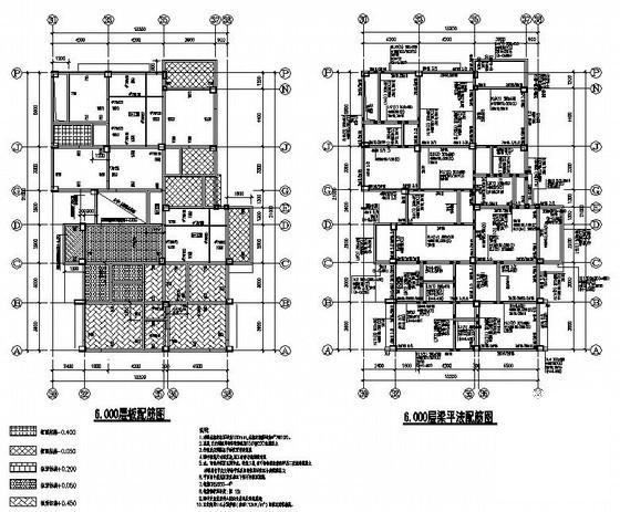 都江堰6层桩基础框架结构住宅楼结构设计CAD施工图纸(平面布置图) - 1