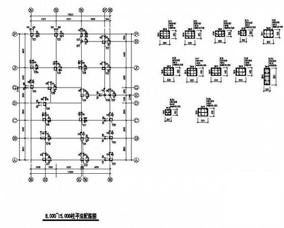 都江堰6层桩基础框架结构住宅楼结构设计CAD施工图纸(平面布置图) - 3