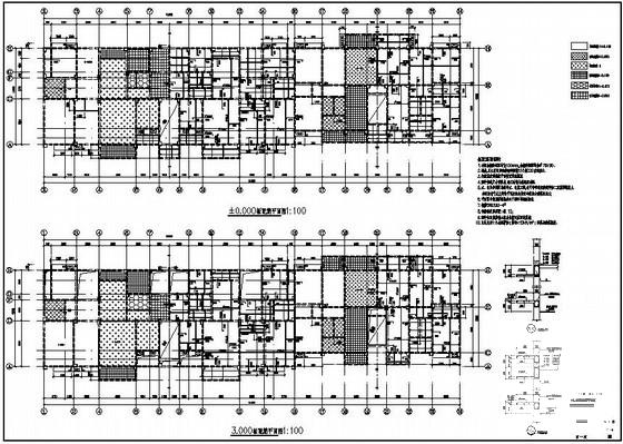 都江堰6层桩基础框架住宅楼结构设计CAD施工图纸(平面布置图) - 4