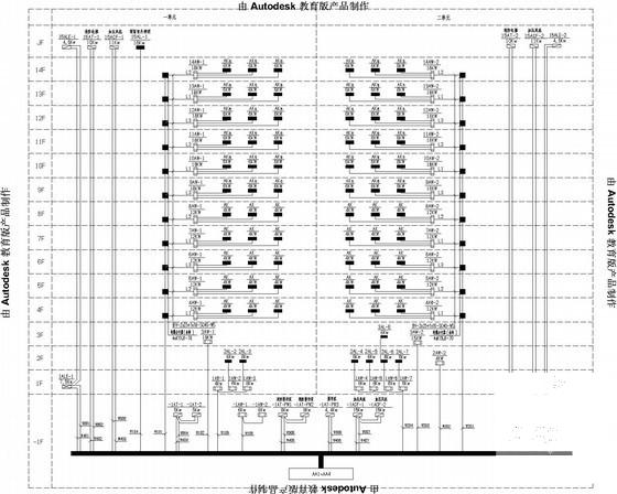 14层商业住宅楼电气CAD施工图纸(计算机网络系统) - 2