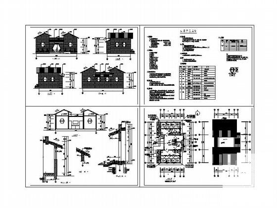 坡屋顶单层厕所建筑施工CAD图纸（高4米） - 4