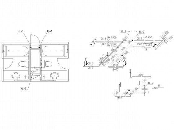 7层洗脚城及招待所给排水CAD施工图纸（太阳能热水） - 5