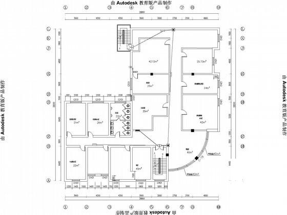 办公楼电气CAD施工图纸（建筑及给排水） - 1