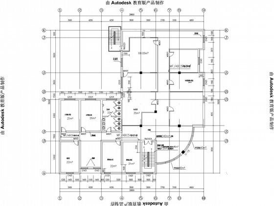 办公楼电气CAD施工图纸（建筑及给排水） - 3