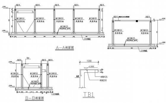 单层厂房200T/D污水处理水池建筑结构设计图纸(平面布置图) - 2