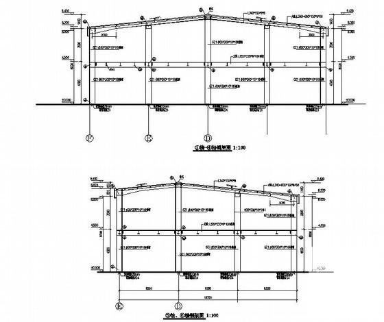 2层钢框架厂房结构设计方案CAD图纸(平面布置图) - 3