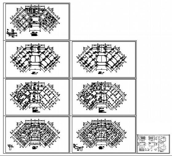 两层框架综合办公楼结构CAD施工图纸(平面布置图) - 1