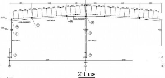 48米跨门式刚架厂房结构设计图纸(平面布置图) - 4