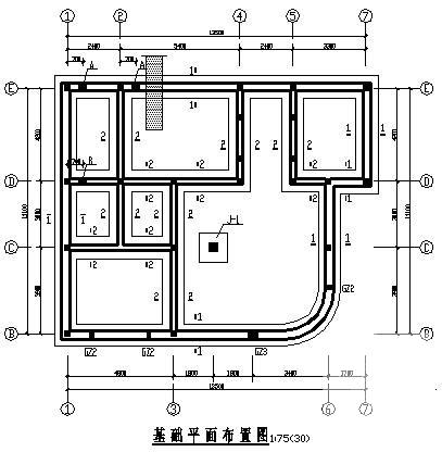 2层条形基础砖混别墅结构设计CAD施工图纸（8度抗震） - 1