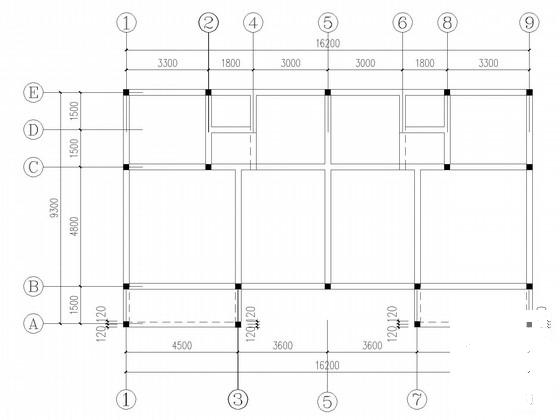两层条形基础砖混结构别墅结构设计CAD施工图纸(平面布置图) - 2