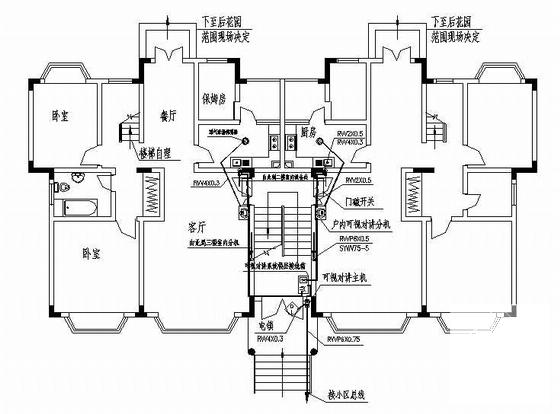 4层别墅区智能化系统电气CAD施工图纸 - 3