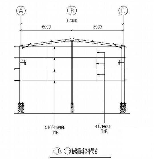 12米跨钢结构厂房建筑结构CAD施工图纸（7度抗震）(平面布置图) - 2