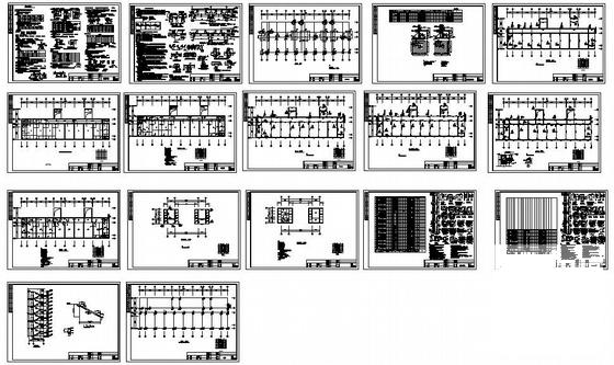 5层框架教学楼建筑CAD施工图纸(基础平面图) - 1