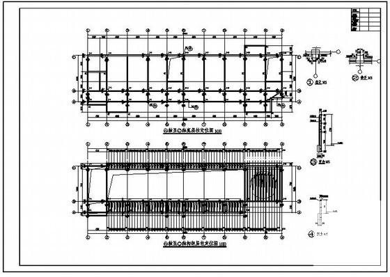 4层框架跨度7.4米教学楼建筑施工CAD图纸(结构平面图) - 1