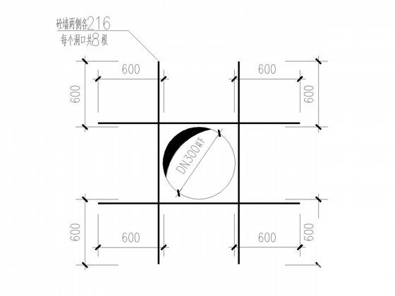 15米X60米蓄水池结构CAD施工图纸（平面布置图纸）(池壁混凝土) - 3