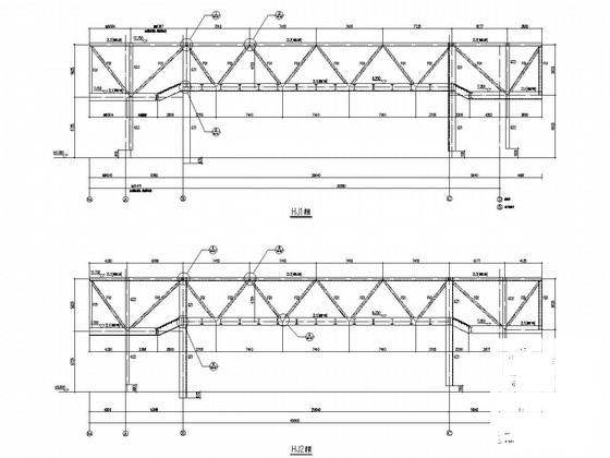 钢桁架结构连接天桥结构CAD施工图纸（7度抗震） - 3