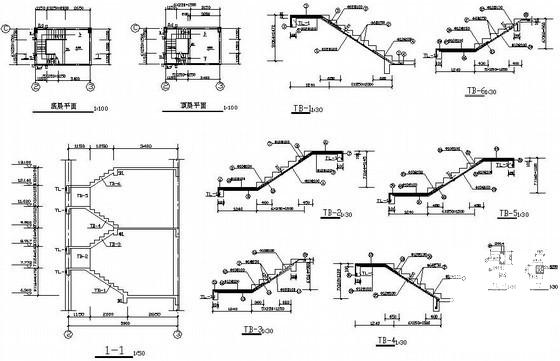 5层桩基础框架私人住宅楼结构CAD施工图纸（7度抗震）(建筑平面图) - 4