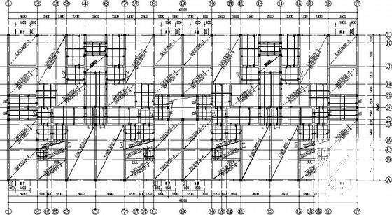 框架抗震墙结构民居改造楼结构设计CAD施工图纸（6度抗震）(平面布置图) - 3