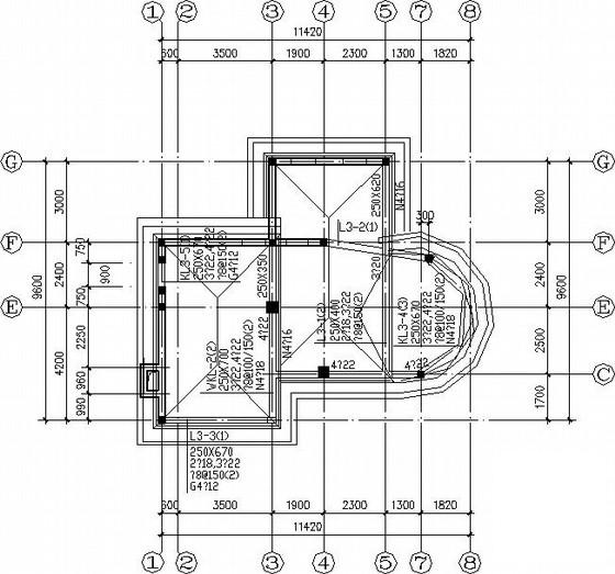 两层框架结构条形基础坡屋顶别墅结构CAD施工图纸(地下室顶板) - 1