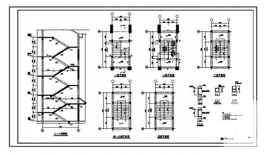 6层独立基础底框住宅楼结构CAD施工图纸（6度抗震）(平面布置图) - 4