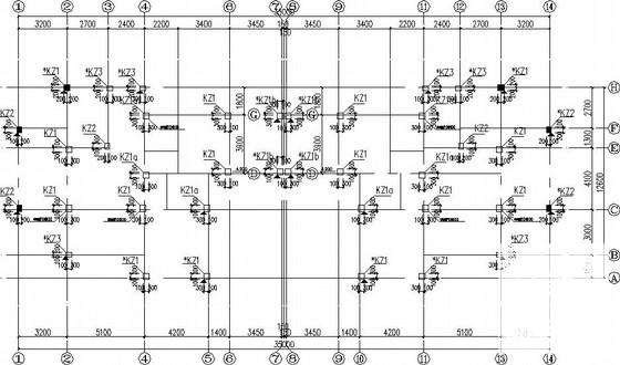 4层框架结构住宅楼结构设计CAD施工图纸（两栋）(基础平面图) - 1