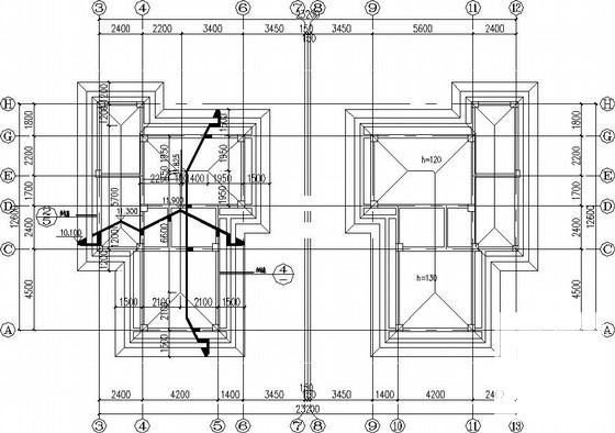 4层框架结构住宅楼结构设计CAD施工图纸（两栋）(基础平面图) - 2