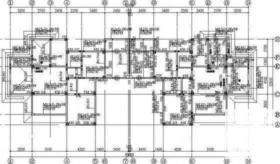 4层框架结构住宅楼结构设计CAD施工图纸（两栋）(基础平面图) - 3